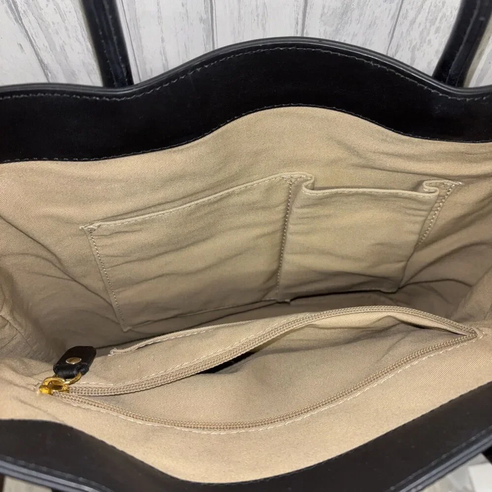 J.Crew The Harper Leather Tote Bag Black EUC